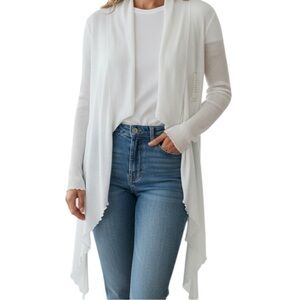 Michael Lauren White Cardigan Raw Hem Size M